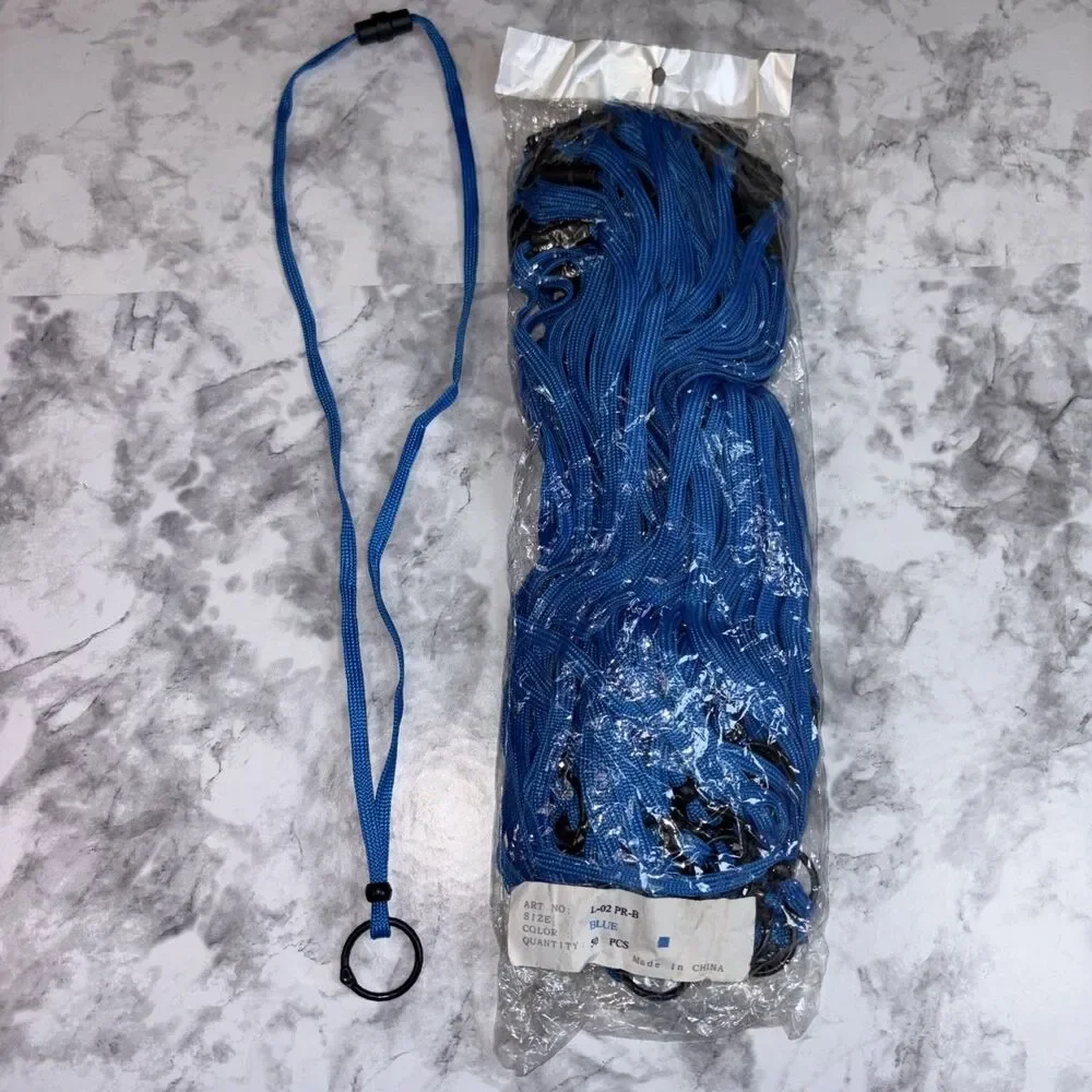 50pcs Lanyards for ID Badges and Keys -  BLUE w/ Key Ring and top Breakaway